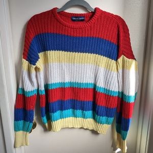 American Apparel AA chunky fisherman knit rainbow sweater